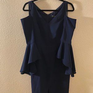 Maggy London Navy Cold Shoulder Dress